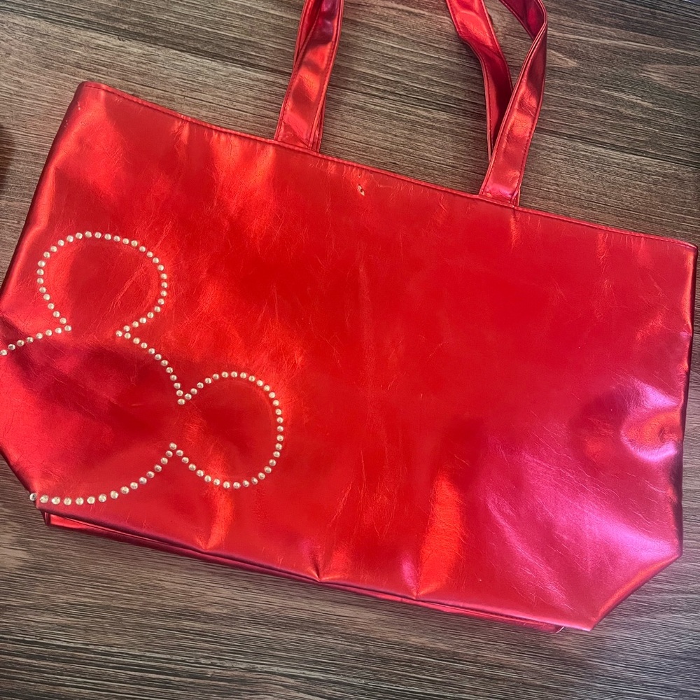 Disney Parks large Red Tote Bag with Rhinestone Mickey.